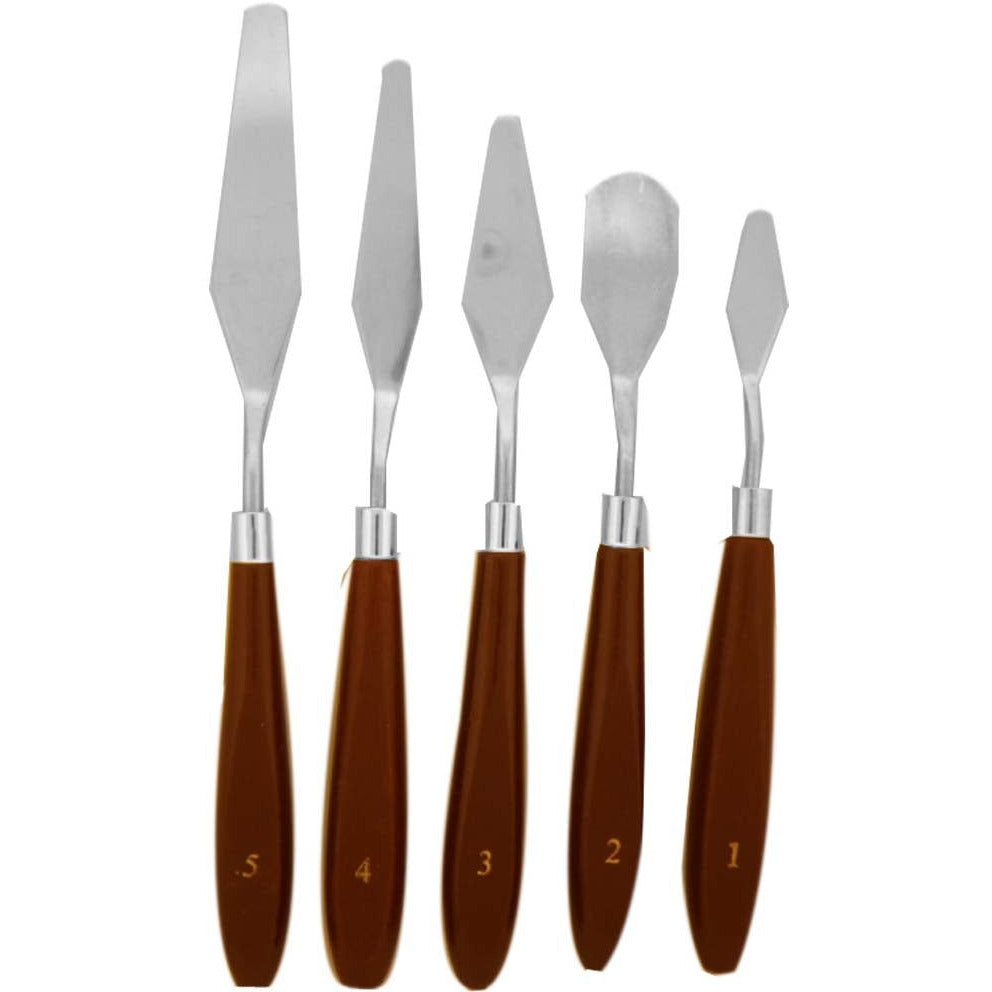 5 Piece Oil Painting Stainless Steel Pallete Knives - S1-09405 - ToolUSA
