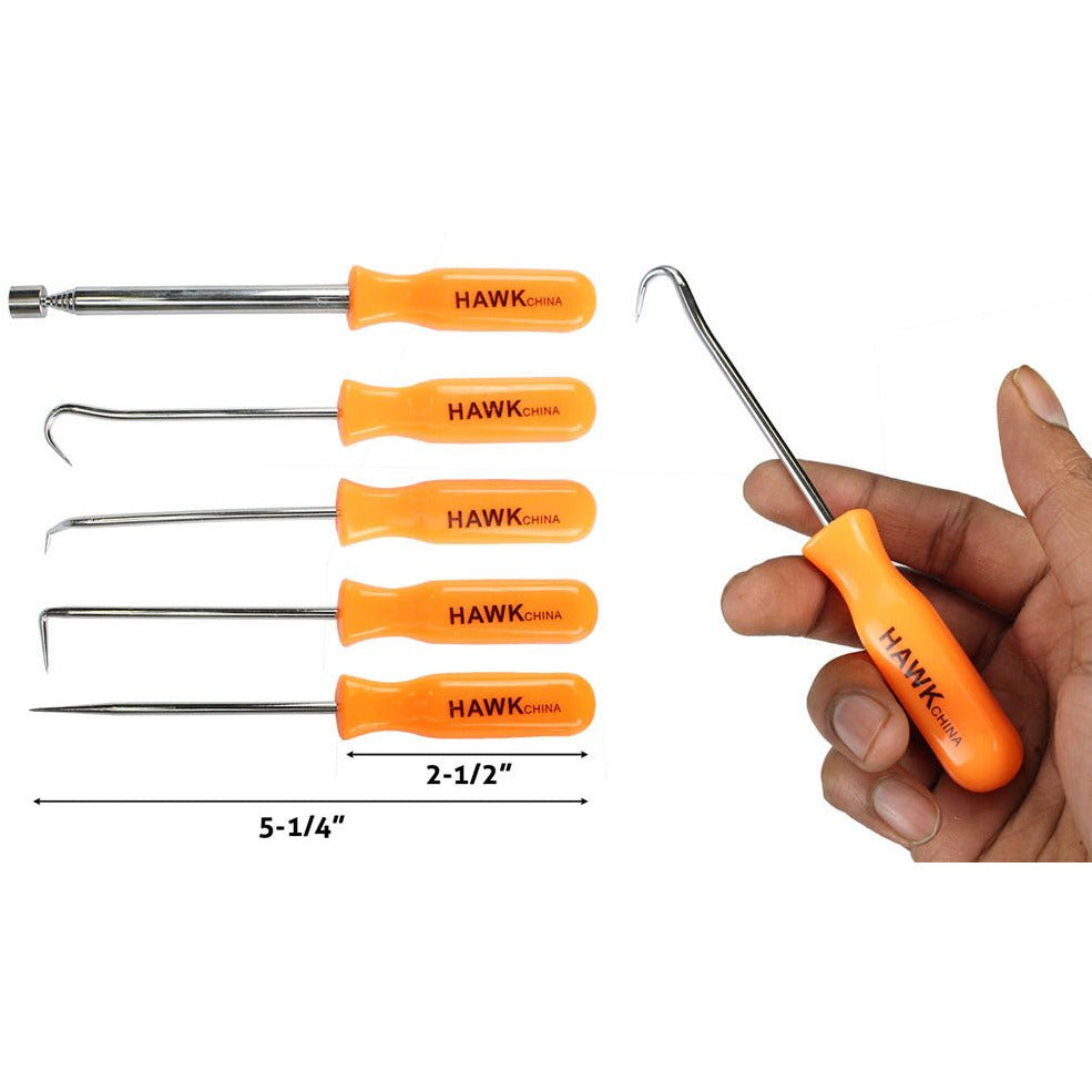 5 Piece Picks and Hooks Set with Extendable Pick-Up Magnet - S1-98550 - ToolUSA