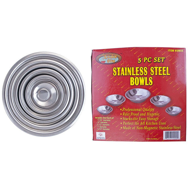 5 Piece Stainless Steel Mixing Bowls Set - U-10005 - ToolUSA