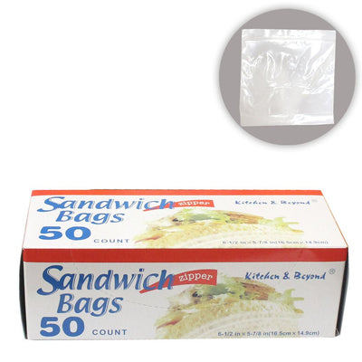 50 Count Clear Plastic Zipper Top Sandwich Bags (Pack of: 2) - D3-SAND-Z050-Z02 - ToolUSA