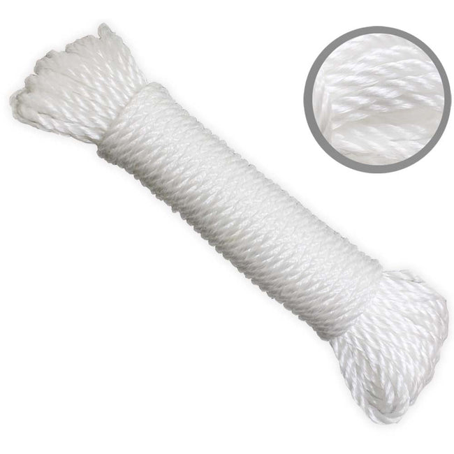 50 Foot Length Of White, 1/4 Inch Polypropylene, 3 Strand, Twisted Rope (Pack of: 2) - TA-98625-Z02 - ToolUSA
