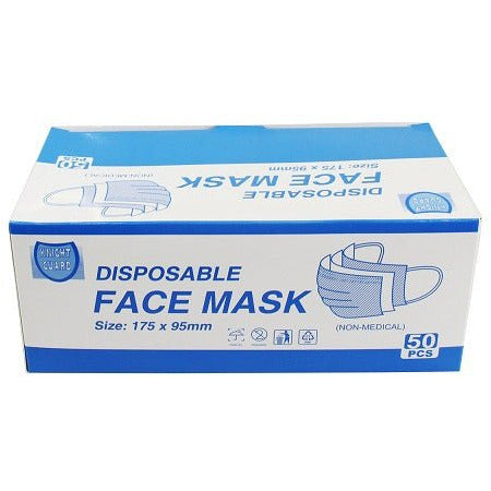 50 Piece Disposable Masks To Cover The Nose And Mouth, With Bands To Wrap Behind Ears - SF-09890 - ToolUSA