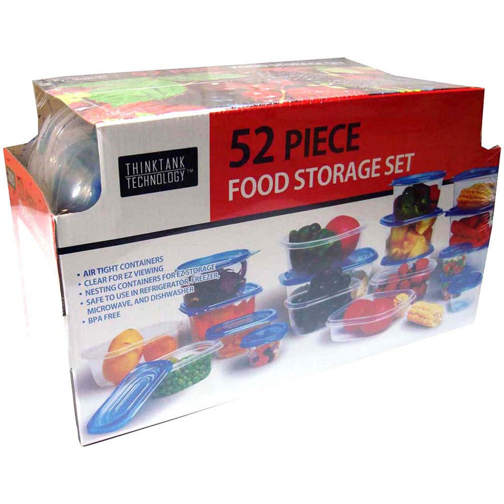 52 Piece BPA-Free Food Storage Set- Clear Containers With Air Tight Lids, From Freezer, To Microwave To Table - LKCO-6631-U - ToolUSA