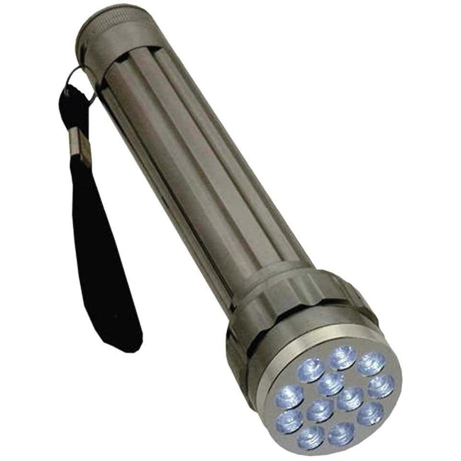 5.25", 12-LED CHROME FINISH FLASHLIGHT WITH TEXTURED HANDLE & STRAP - FL-87112 - ToolUSA