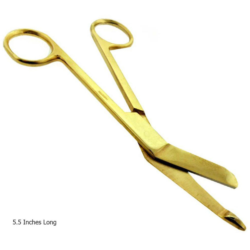 5.5" Gold Plated Bandage Scissors, Angled Tips - SC-98555 - ToolUSA