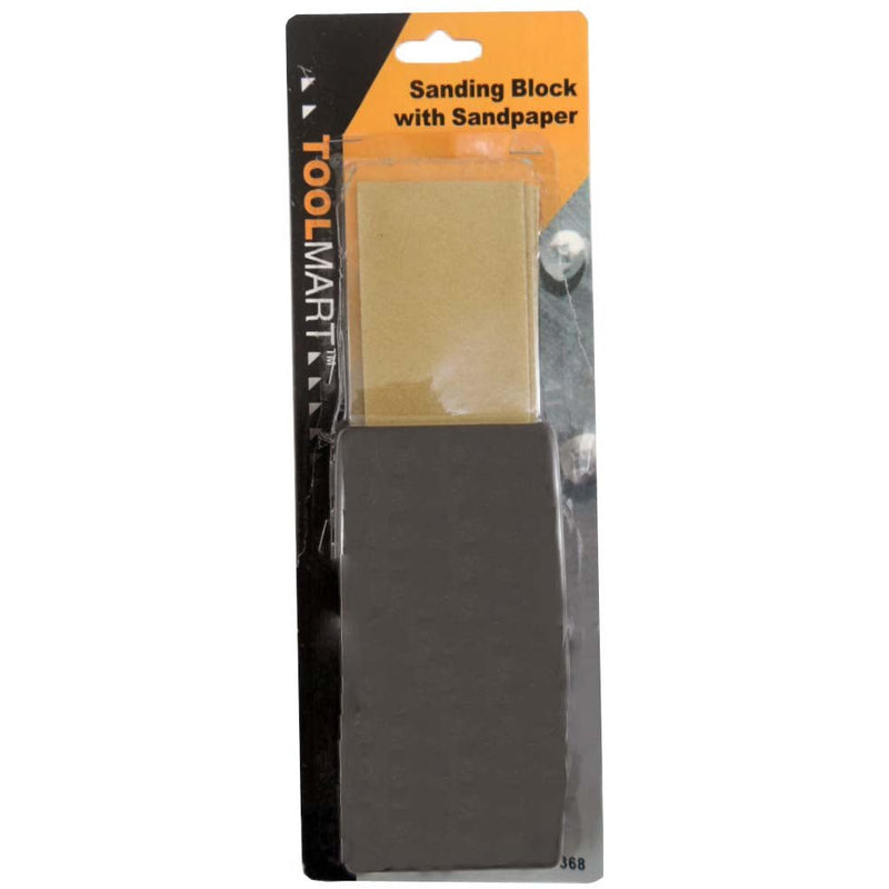 5.5" x 2.5" x 1.5" Plastic, 2 Piece Sanding Block With Sand Paper For Hand Sandiing - TJ9261-YH - ToolUSA