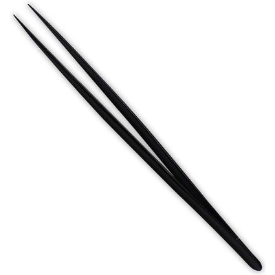 6-1/2 Inch Black Fine Point Tweezer With Textured Grip And Textured Jaw (Pack of: 2) - S8-28540-Z02 - ToolUSA