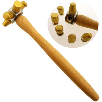 6 in 1 Brass Multi-headed Hammer - For Delicate Jewelry Work - PH-30194 - ToolUSA