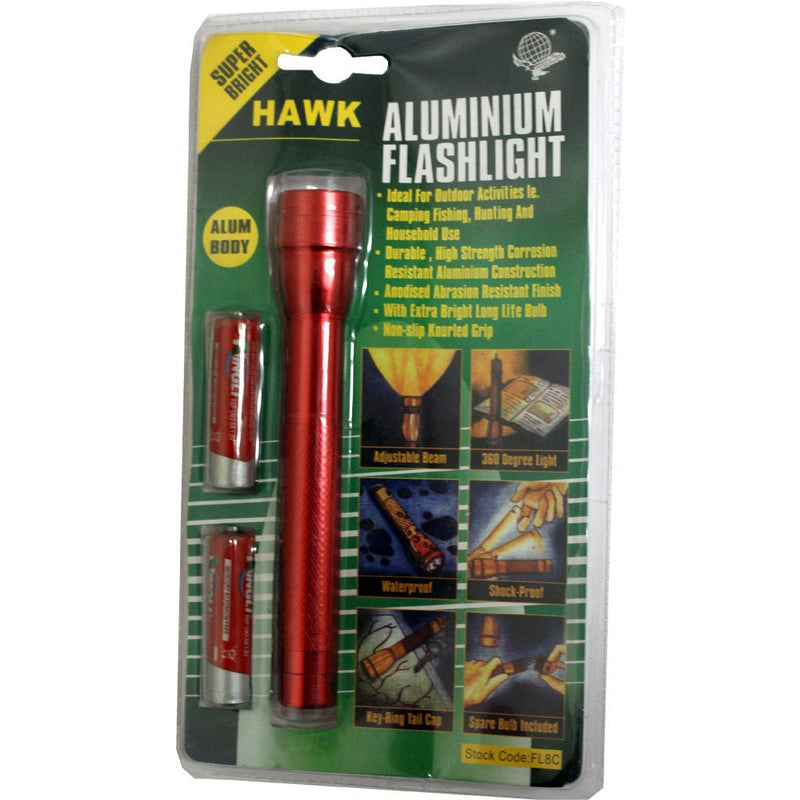 6 Inch Aluminum Flashlight with Key Ring - Batteries Included (Pack of: 2) - FL-00801-Z02 - ToolUSA