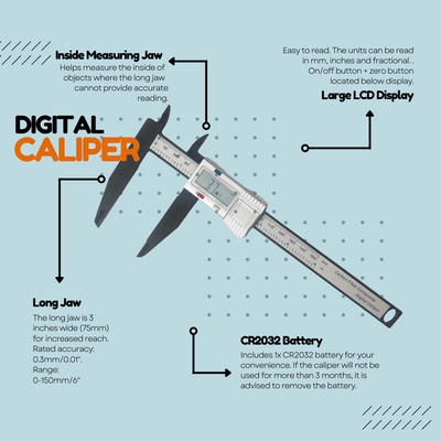 6 Inch Carbon Fiber Digital Caliper - ToolUSA