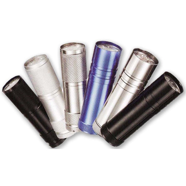 6 Pack Aluminum 9-LED Flashlights with Batteries - LKCO-6262-FL - ToolUSA
