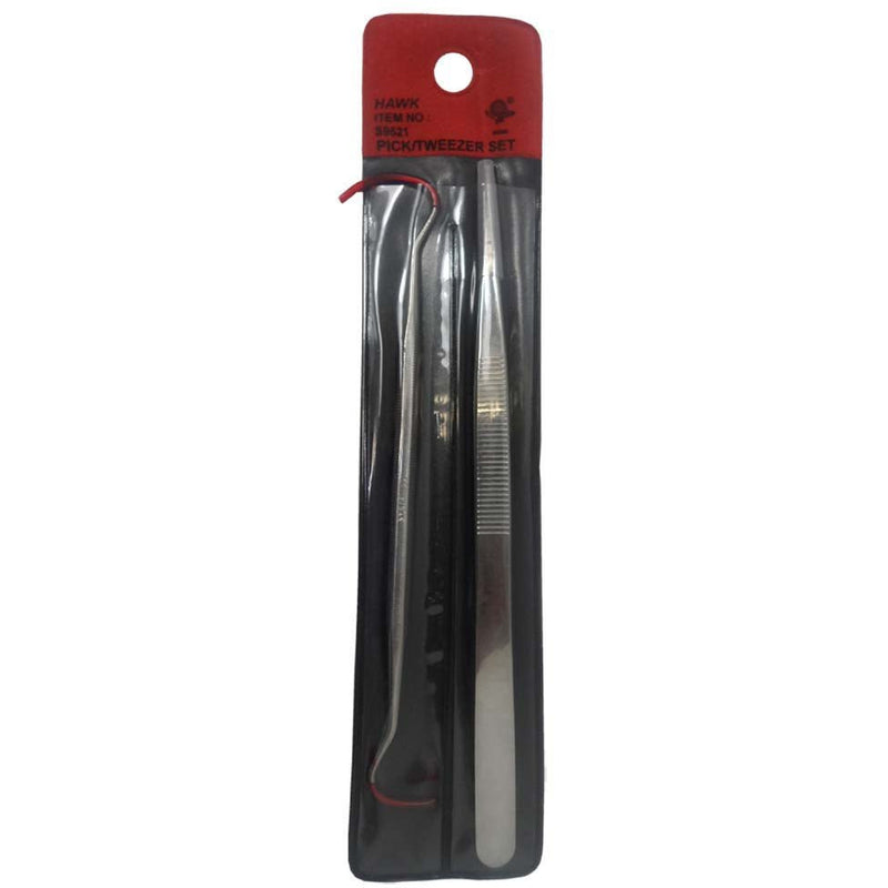 6" Pick, And 6 3/8" Tweezer Set Made Of Stainless Steel, In Vinyl Pouch For Hanging - S1-09521 - ToolUSA
