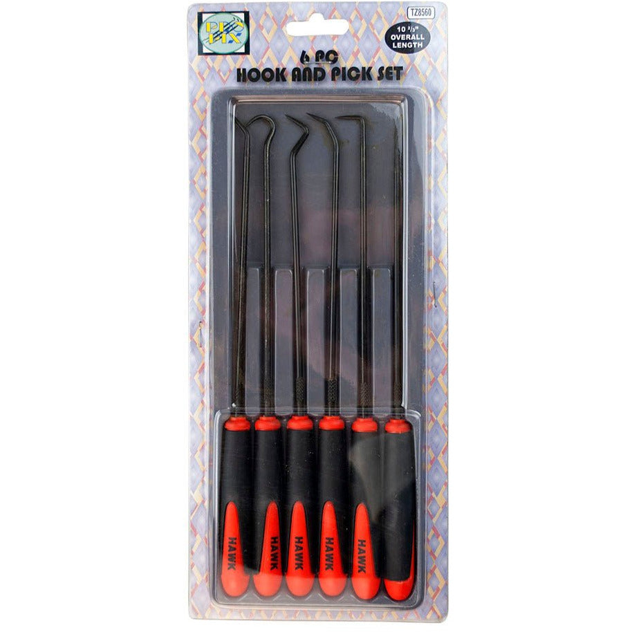 6 Piece 9-1/2 Inch Hook And Pick Set With Dual Colored Handles - TZ-18198 - ToolUSA