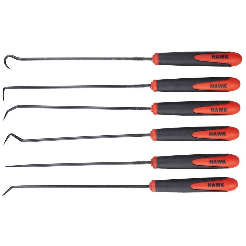 6 Piece 9-1/2 Inch Hook And Pick Set With Dual Colored Handles - TZ-18198 - ToolUSA