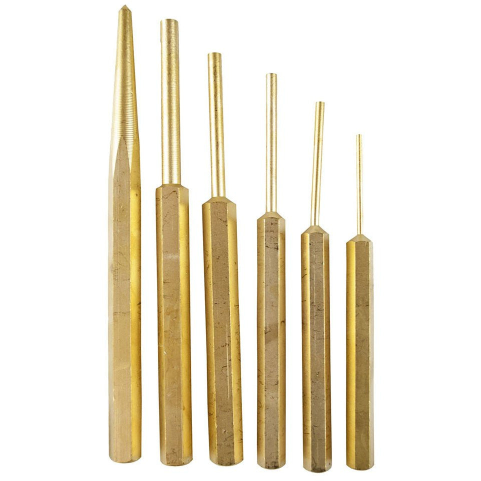 6 Piece Brass Punch Set - TJ01-92060 - ToolUSA
