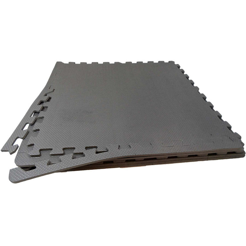 6 Piece Interlocking Soft Gray Fllor Mats With 2 Edge Pieces - D6-27555 - ToolUSA
