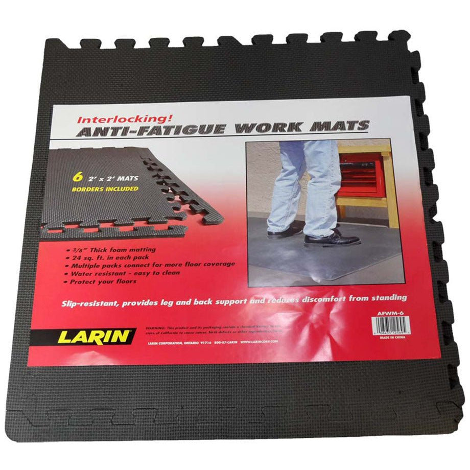 6 Piece Interlocking Soft Gray Fllor Mats With 2 Edge Pieces - D6-27555 - ToolUSA