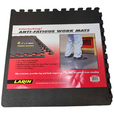 6 Piece Interlocking Soft Gray Fllor Mats With 2 Edge Pieces - D6-27555 - ToolUSA
