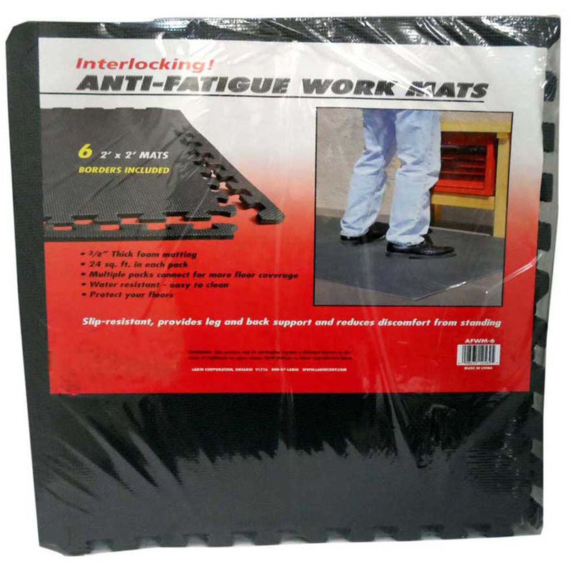 6 Piece Interlocking Soft Gray Fllor Mats With 2 Edge Pieces - D6-27555 - ToolUSA