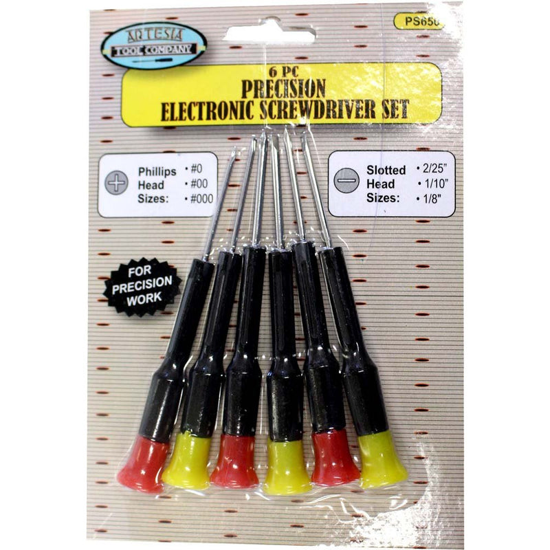 6 Piece Precision Screwdrivers with Large Color-Coded Handles (Pack of: 2) - PS-89650-Z02 - ToolUSA