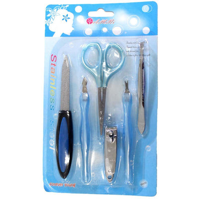 6 Piece Professional Style Nail & Facial Care Grooming Kit - B8-B84-007-YW - ToolUSA