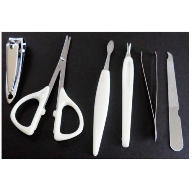 6 Piece Professional Style Nail & Facial Care Grooming Kit - B8400-E-YW - ToolUSA