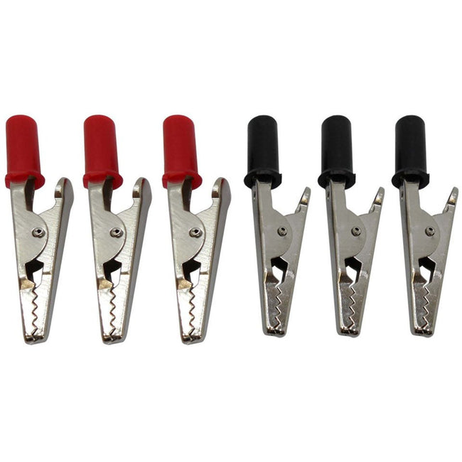 6 Piece Set Of 2 Inch Alligator Clips-3 In Black And 3 In Red Handles - TE-07232 - ToolUSA