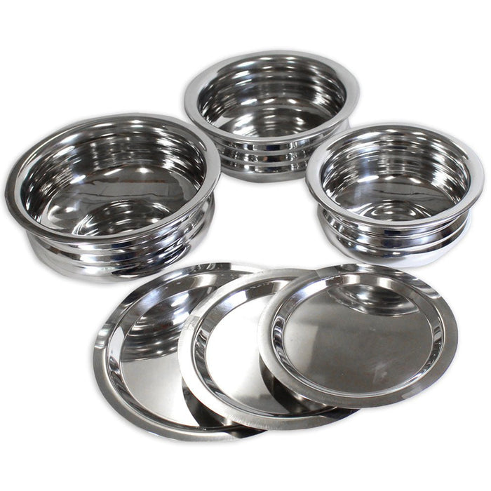 6 Piece Stainless Steel Bowl & Lid Set - UT91-3 - ToolUSA