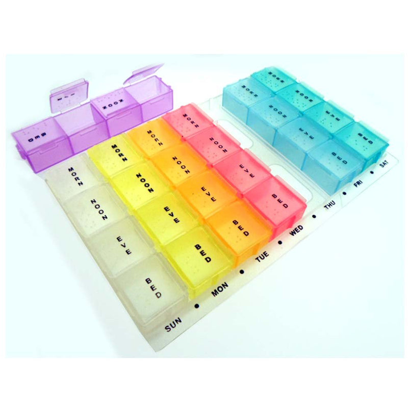 7-Day Mediplanner Pill Box Organizer, Rainbow Color: ( Pack of 2 Pcs. (Pack of: 2) - TJ-08728-Z02 - ToolUSA