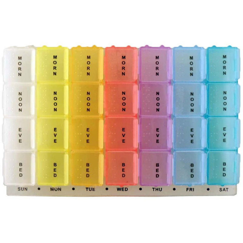 7-Day Mediplanner Pill Box Organizer, Rainbow Color: ( Pack of 2 Pcs. (Pack of: 2) - TJ-08728-Z02 - ToolUSA