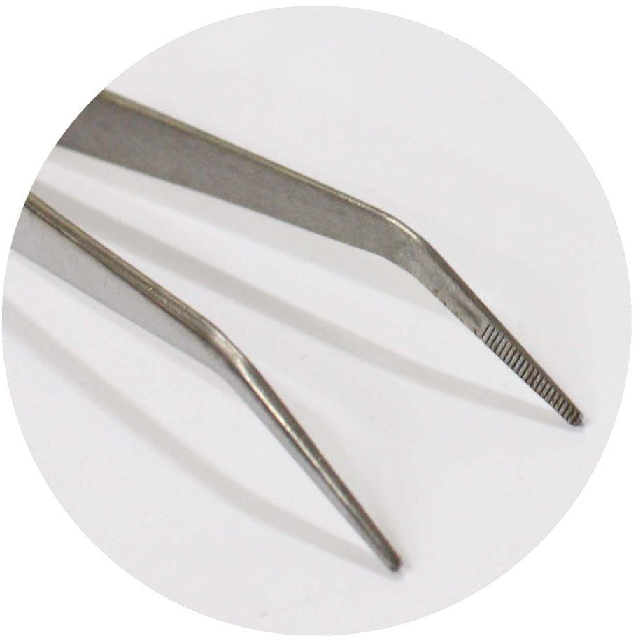 7 Inch Cross-Lock Tweezers - Curved Blunt Tips & Dipped Handles - S1-98567 - ToolUSA