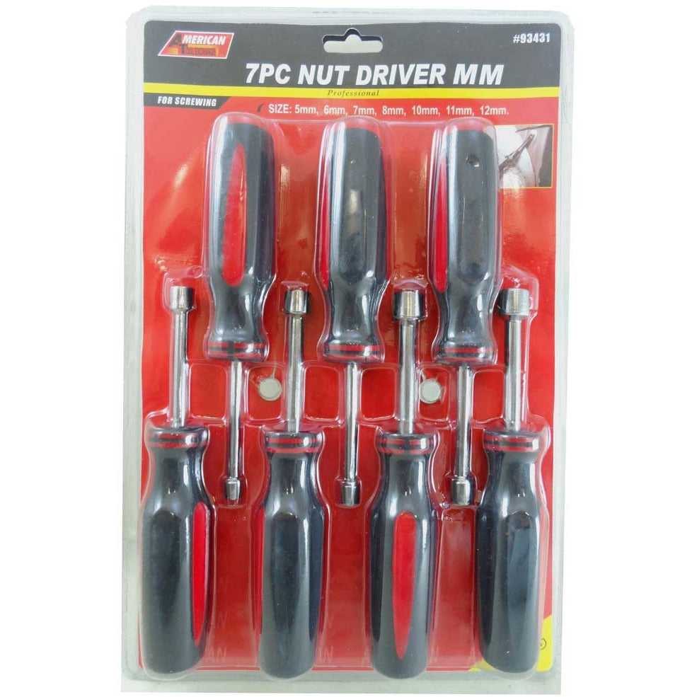 7 Piece 7" Nut Drivers Set - Metric Sizes: 5mm, 6mm, 7mm, 8mm, 10mm, 11mm & 12mm - PS8700-YT - ToolUSA