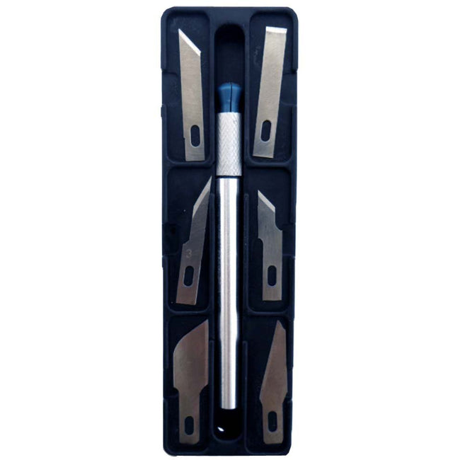 7 Piece Hobby Knife Set With 6 Razor Sharp Blades In Different Shapes, And One Handle (Pack of: 1) - PL1608-YW - ToolUSA