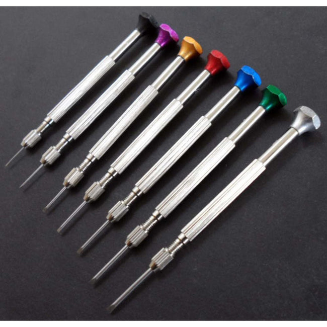 7 Piece Precision Sized Flat Head Screwdrivers - Color Coded Tops - PS-00520 - ToolUSA