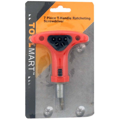 7 Piece T-Handel Ratcheting Screwdriver (Pack of: 2) - LHEN-6267-Z02 - ToolUSA