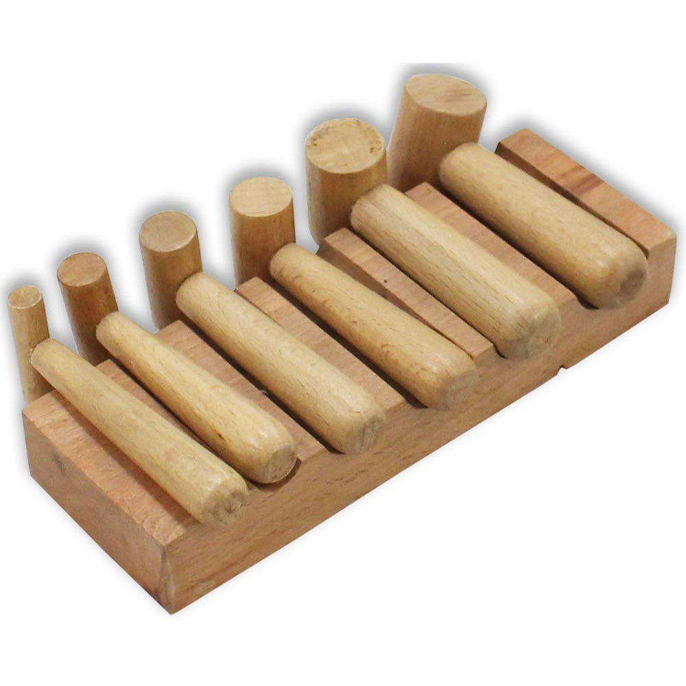 7 Piece U-Channel, Smooth Finished Hardwood Block with Hammer Shaped Punches Set - TJ-30744 - ToolUSA