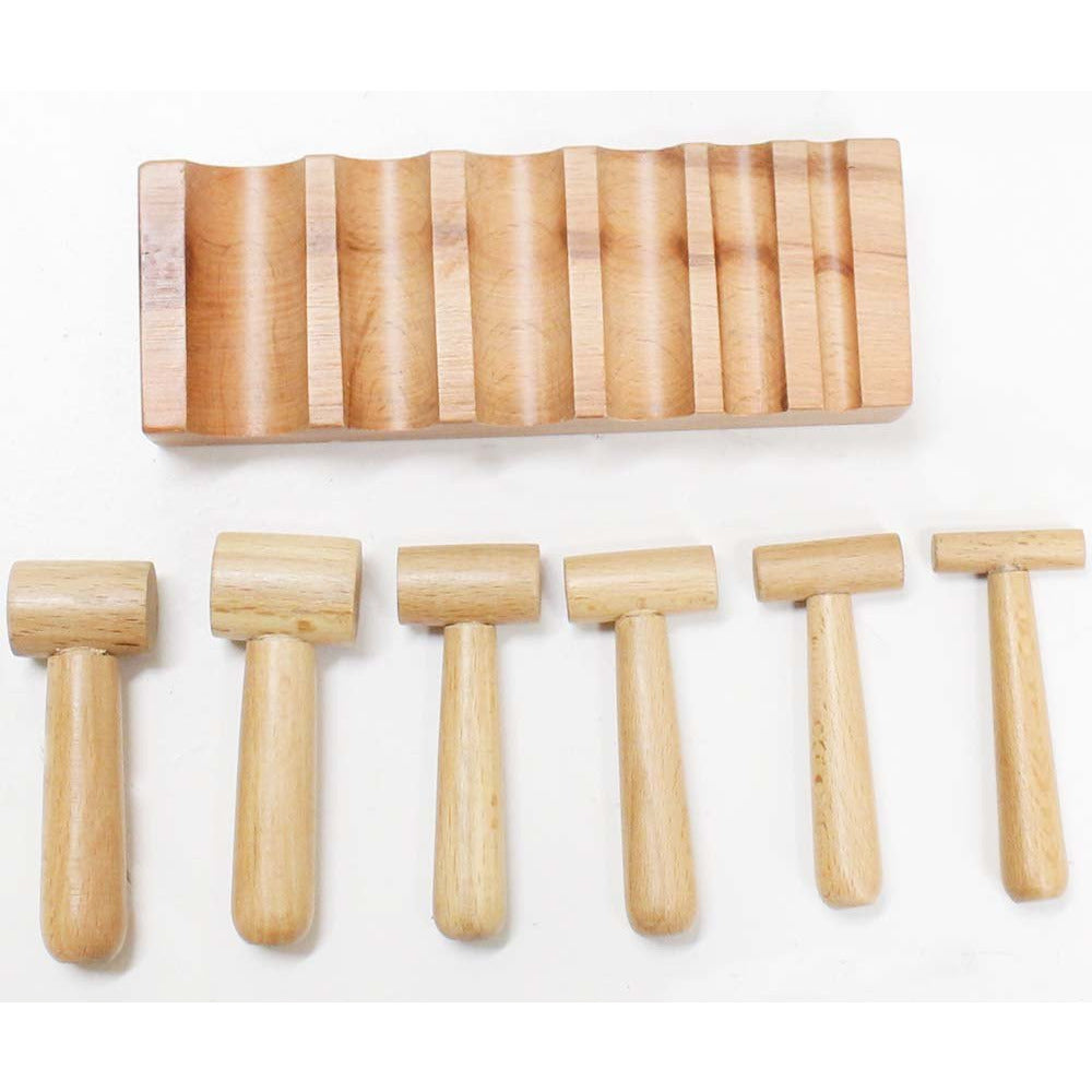 7 Piece U-Channel, Smooth Finished Hardwood Block with Hammer Shaped Punches Set - TJ-30744 - ToolUSA