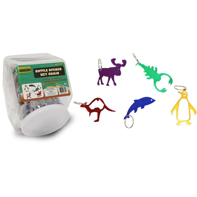 72 Piece Variety Of Animal Shaped Aluminum Bottle Openers In Plastic Display Jar - TR-98101DD - ToolUSA