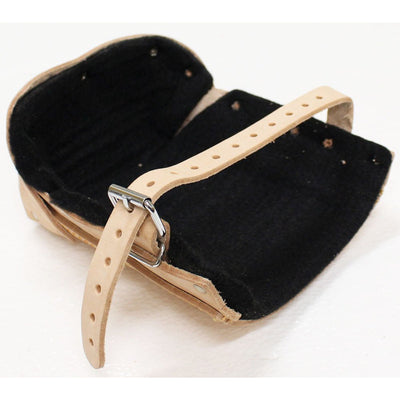 7.5" X 3.5" TAN LEATHER KNEE PADS WITH 12" ADJUSTABLE BUCKLED STRAPS - KP-29269 - ToolUSA