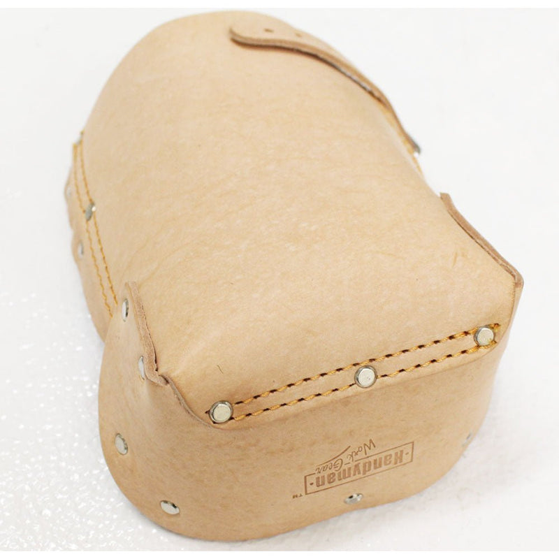 7.5" X 3.5" TAN LEATHER KNEE PADS WITH 12" ADJUSTABLE BUCKLED STRAPS - KP-29269 - ToolUSA