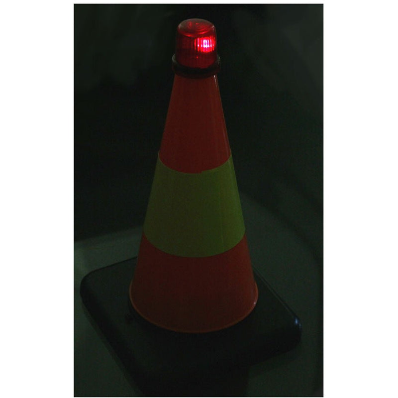 8 Inch Orange Safety Cone With Reflective Stip And Flashing Light - FL-87010 - ToolUSA