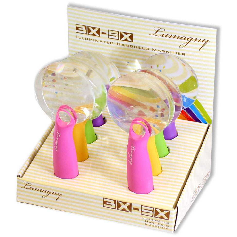 8 Pc. 3x/5x Pastel Color Handled Magnifiers - 3.5