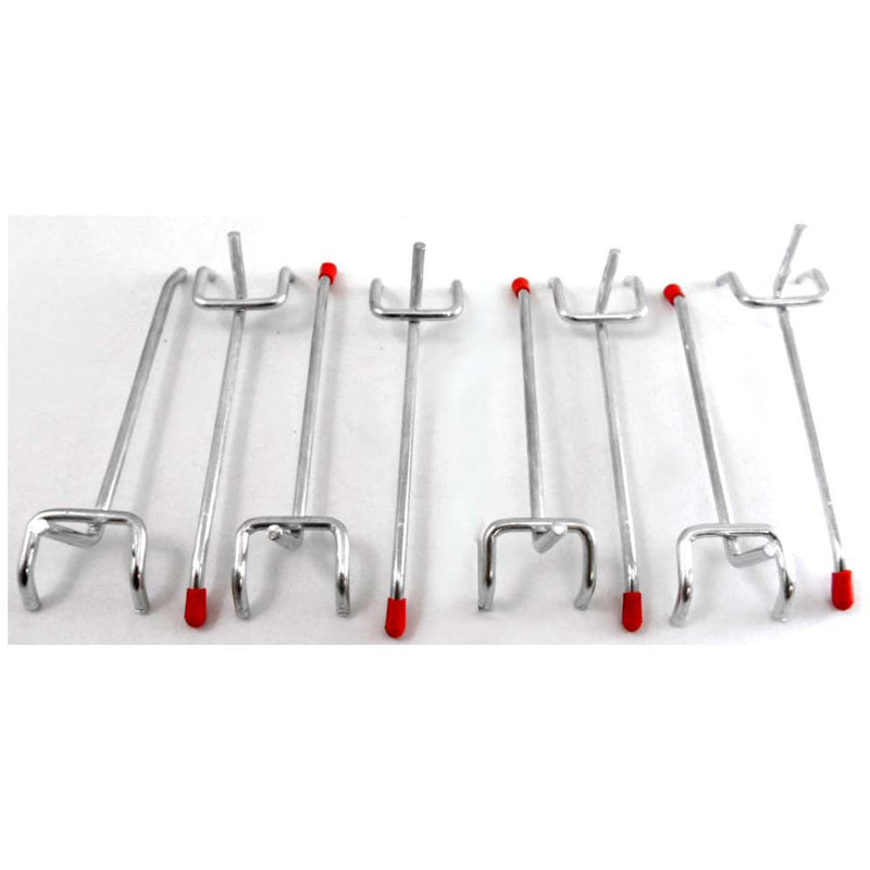 8 Pc 4" Single Straight Pegboard Hooks Set - Ball-ended Safety Tips - HW-10048 - ToolUSA