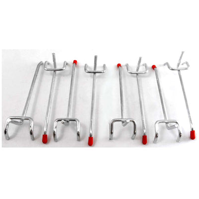 8 Pc 6" Single Straight Pegboard Hooks Set - Ball-ended Safety Tips - HW-10068 - ToolUSA