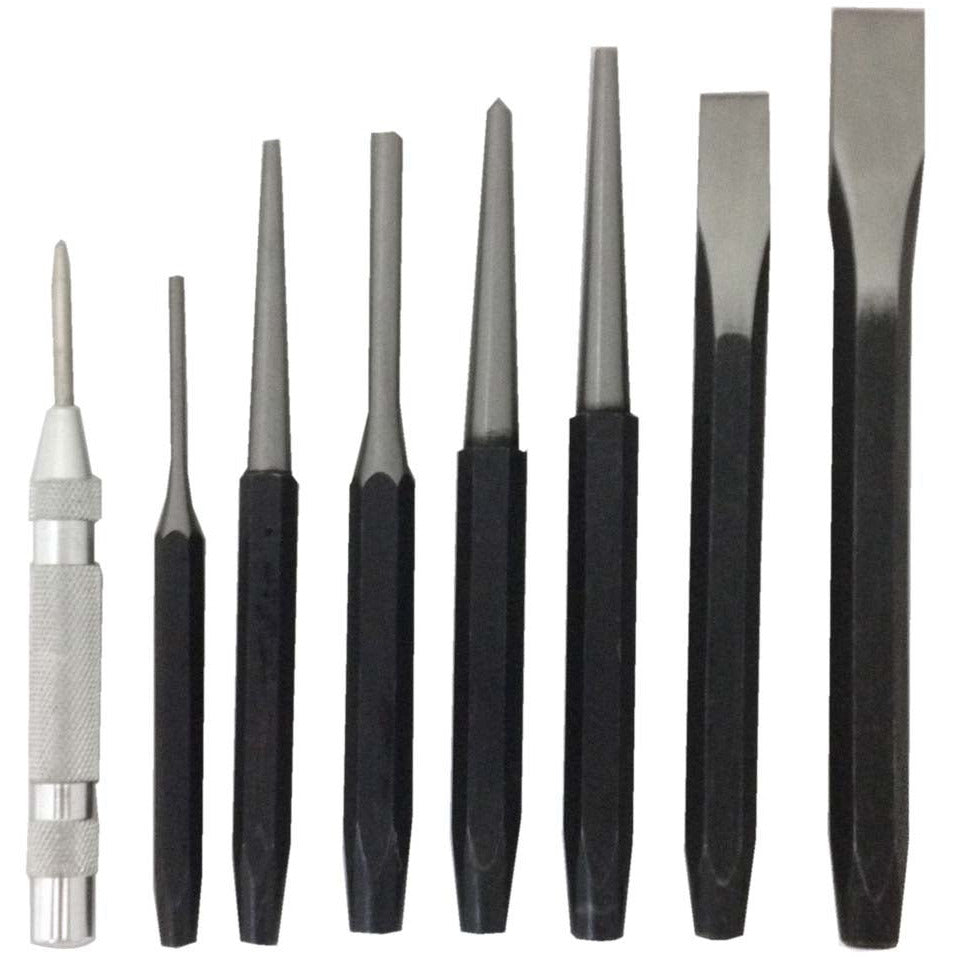 8 Piece Alloy Steel Punch and Chisel Set (Pack of: 1) - TZ7707-TZ34 - ToolUSA