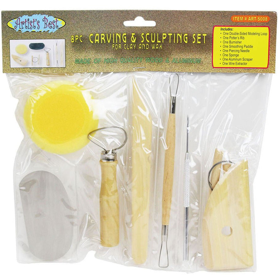 8 Piece Carving & Sculpting Set with Wood and Aluminum Parts - CR-28008 - ToolUSA