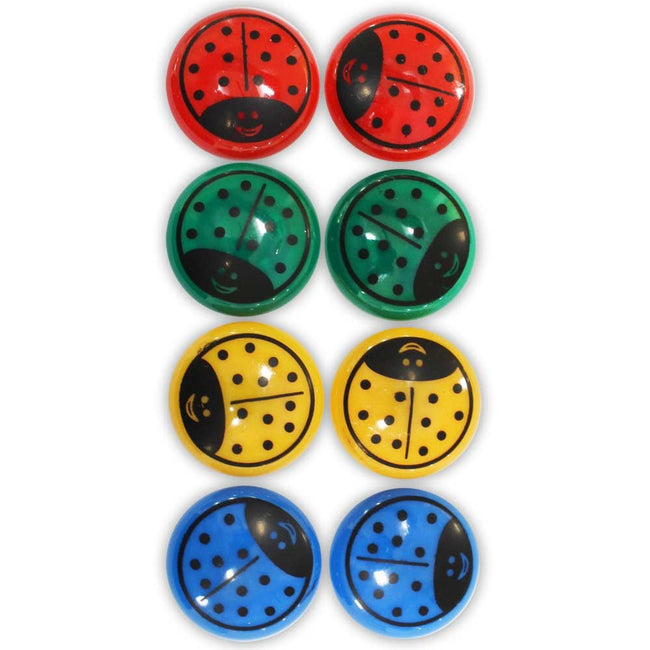 8 Piece Colorful Ladybug Magnet Set - Red, Green, Yellow & Blue - 1-1/2 Inches - MC6064-8-YX - ToolUSA