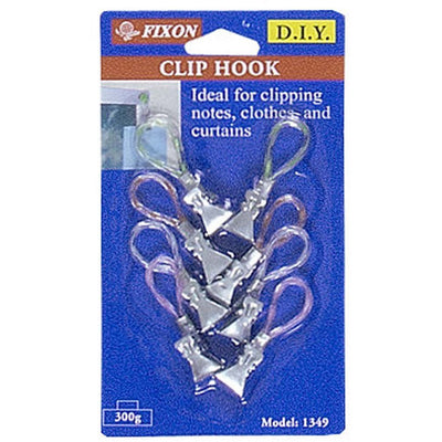 8 PIECE PACKAGE OF CLIP HOOKS WITH PLASTIC LOOPS AND METAL CLIPS - H-41349 - ToolUSA