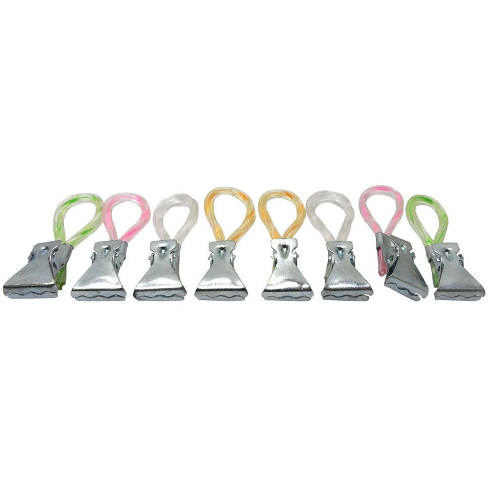 8 PIECE PACKAGE OF CLIP HOOKS WITH PLASTIC LOOPS AND METAL CLIPS - H-41349 - ToolUSA