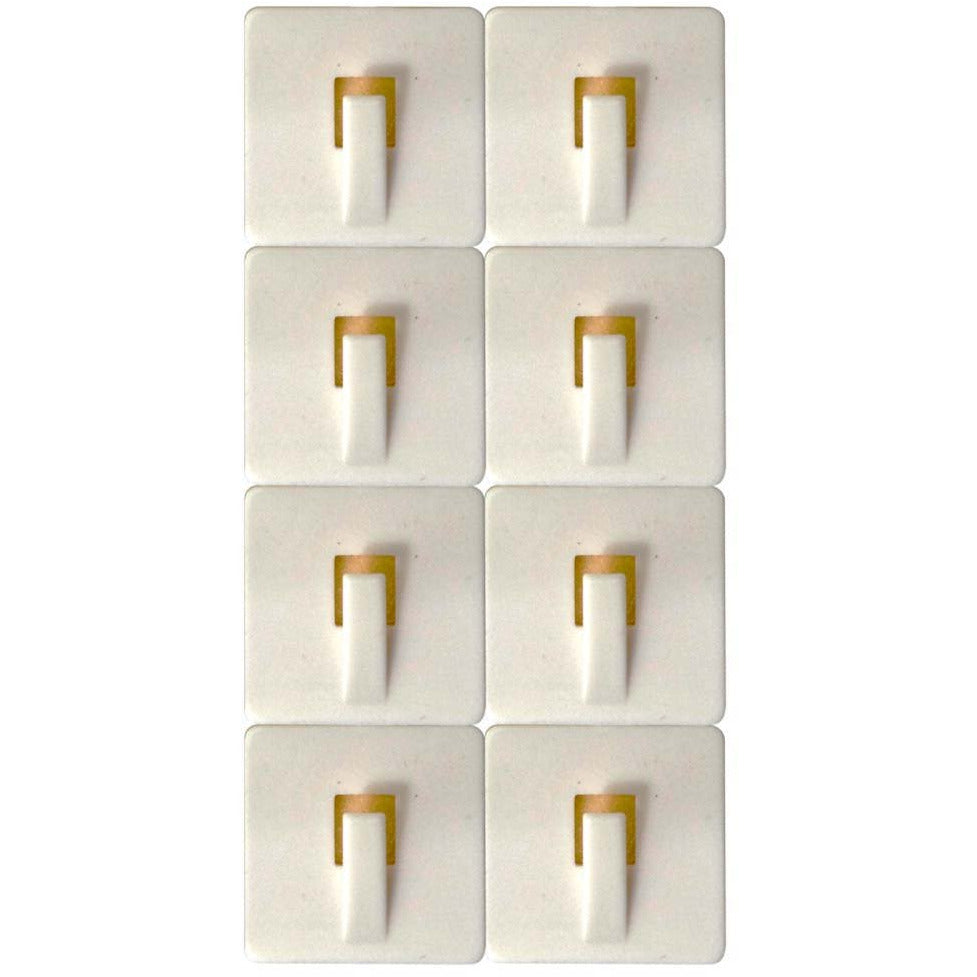 8 PIECE PACKAGE OF SELF ADHESIVE SQUARE WALL HOOKS - H-41009 - ToolUSA